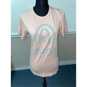 Teacher Rainbow Short Sleeve Bella + Canvas- Light Pink